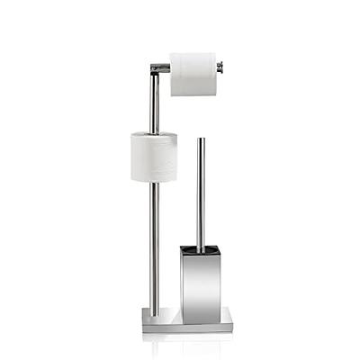 Toilet Paper Holder Stand Bathroom Toilet Paper Storage for 4 Paper Rolls  with Heavy Base, Free Standing Toilet Paper Roll Holder (Brushed Nickel)  Brushed Nickel Stainless Steel