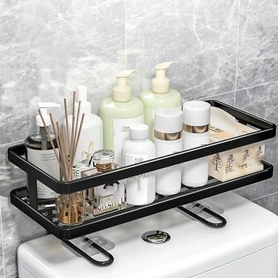 Simple Trending Over The Toilet Storage Rack with Toilet Paper Holder，Metal  3 Tier Bathroom Organizer Shelf with 2 Hooks,White