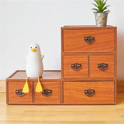 GNJINX 5 Drawer Storage, Vintage Wooden 5 Drawer Desk Organizer