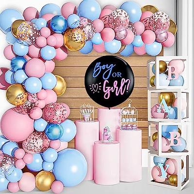 151pcs Light Pink & Blue Rainbow Confetti Balloons Gender Reveal Cloud  Balloon & Garland Arch Kit