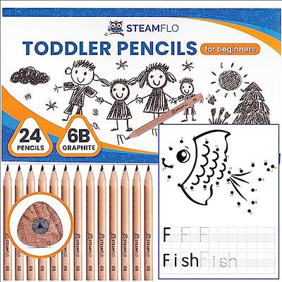 Short Fat Colored Pencils for Kids - 10 Triangle Jumbo Color Pencils for  Ages 2-6, Preschool, Toddlers & Beginners, Color Pencils for Kids - Pre