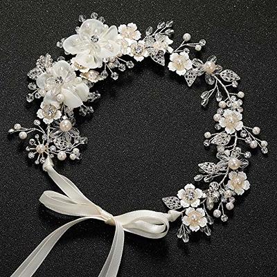 Flower Girl Headpiece Princess Wedding Headband Flower Pearl Hair  Accessories