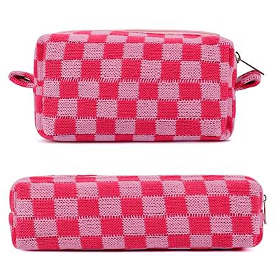  Corduroy Large Makeup Bags with Small Checkered Makeup Bag  Cosmetic Bags for Women Aesthetic Stuff Travel Pouch Case Bags Purse  Essentials