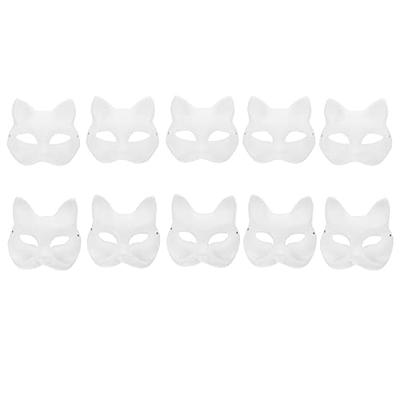 SAFIGLE Therian Mask Fox Cat Therian Mask for Kids Adults White Blank Fox  Mask Hand Painted Animal Face Mask Halloween Mask DIY Mask Animal Party