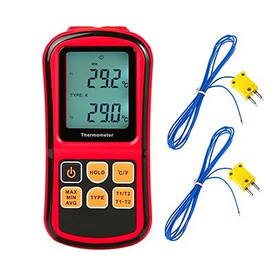 K Type Thermometer Thermocouple Dual Channel 2 Sensors & Probe Test-Meters