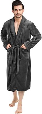 NY Threads Luxurious Mens Shawl Collar Fleece Bathrobe Spa Robe