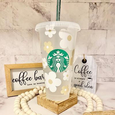 Custom Starbucks inspired reusable cold cup tumbler with straw