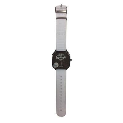 Women's St. Louis Cardinals Black White Dial Leather Wristwatch