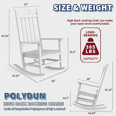 POLYDUN Outdoor Rocking Chair, Looks Like Wood, High Back Poly Lumber Patio  Rocker Chair, 365Lbs Support, All-Weather Porch Rocking Chair for Lawn,  Backyard, Indoor, Garden, White - Yahoo Shopping