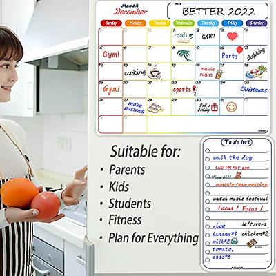 Magnetic Dry Erase Refrigerator Calendar with Markers- Monthly Fridge  Calendar and Today List, Fridge Whiteboard with Back Magnet - Color Planner  White Board 