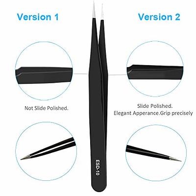 10 PCS Precision Tweezers Set, Premium Craft Tweezers Kit, Stainless Steel  Electronic ESD Tweezers, Anti-static Industrial Soldering Tweezers, with