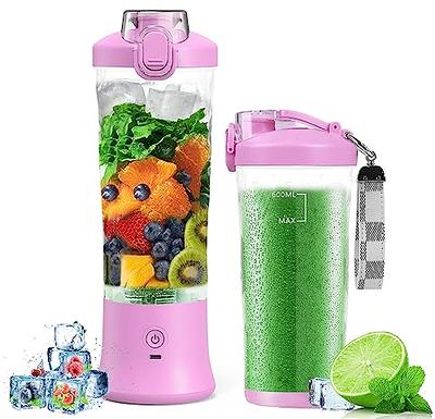 Portable Blender Cordless, Personal Blender for Shakes and Smoothies with 6  Blades, 20 Oz USB Rechargeable Blender Bottle Cup with Lid for Kitchen