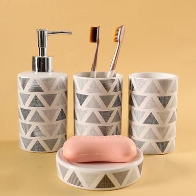 Set of 4 Travertine Bathroom Accessories Soap Dispenser