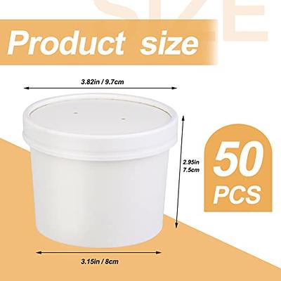 [75 Pack] 16 oz Disposable Kraft Paper Soup Containers with Vented LIDS -  Pint Ice Cream Containers, Frozen Yogurt Cups, Restaurant, Microwavable