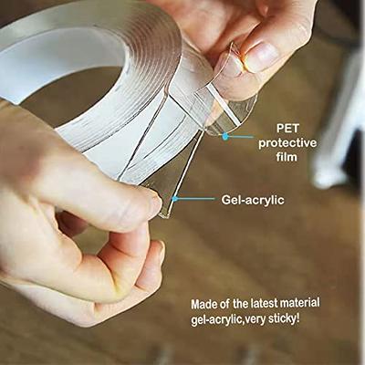 2 Pack Double Sided Adhesive Tape 1.18inch 10ft Clear Double Sided