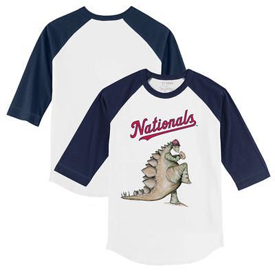 NEW Washington Nationals Shirt Womens Large White Blue Raglan