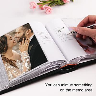 Vienrose Photo Album 4x6 300 Pockets Linen Frame Cover with Memo Areas Photobook Large Capacity Pictures Book for Wedding Family
