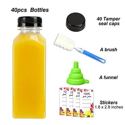 4pcs Clear Plastic Juice Bottles With Cap, Large Capacity