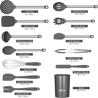 Kitchen Silicone Utensil Set, 13 Pcs Full Silicone Handle Heat Resistant  Cooking Utensils BPA Free, Non Toxic Non-stick Cookware Turner, Tongs,  Spatula, Spoon, Brush Sets with Holder