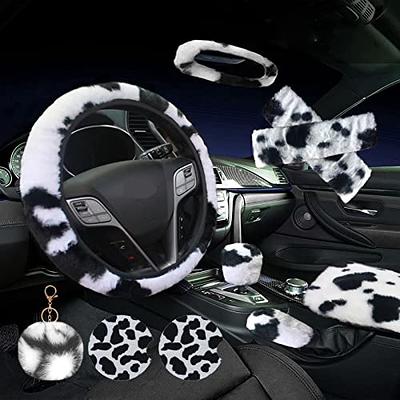 ZYNQACC 10 Pack Cow Print Car Accessories for Women Girls, Fluffy