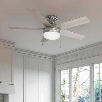 Harbor Breeze Armitage 52-in Brushed Nickel Indoor Flush Mount Ceiling Fan  with Light (5-Blade)