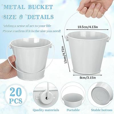 6Pcs 2x2 Small Metal Bucket Colorful Mini Buckets with Handles Beige