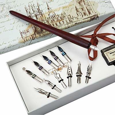 CraftyBook Calligraphy Set for Beginners - Wooden Caligraphy Pens for  Writing with Ink and 12pc Calligraphy Pen Nibs - Yahoo Shopping