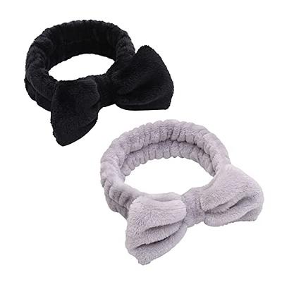 Spa Headband, Bowknot Hair Bands Makeup Headbands Women Coral Fleece  Elastic Headband Washing Face Hair Wrap for Washing Face Shower Sports  Beauty