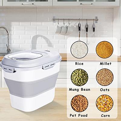 Cereal Rice Food Storage Containers, Collapsible 20 to 50 Lbs Dispenser Bin  with Rolling Wheel Airtight Locking Lid, Dog Pet Cat Flour Sugar Plastic  Leakproof Sealable Large Kitchen Pantry Holder - Yahoo Shopping