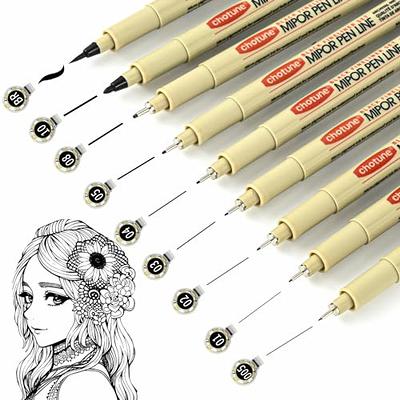 GETHPEN 9 Pack Micro-line Pens, 0.5 mm Micro,9 Colors Fineliner Pen  Waterproof Ink Set, Fine Point Pen,Multi-liner for Sketching, Anime, Manga,  Artist