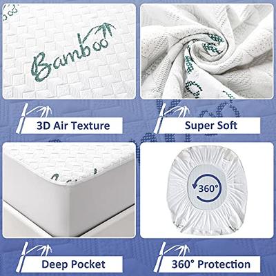 Goonik Queen Size Cooling Bamboo Waterproof Mattress Protector, 3D Air  Fabric Breathable Premium Mattress Cover, Deep Pocket Sheet Style Mattress  Pad