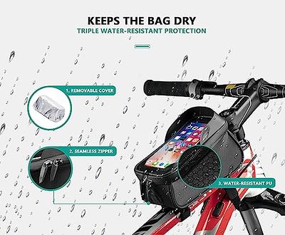 ROCKBROS Bike Phone Mount Bag Bike Front Frame Handlebar Bag Waterproof  Bike Phone Holder Case Bicycle Accessories Pouch Sensitive Touch Screen