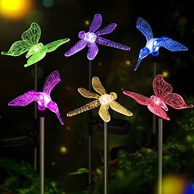 Oxyled  OxyLED Solar Garden Lights, 3 Pack Solar Stake Light Hummingbird  Butterfly Dragonfly, Solar Powered Pathway Lights, Multi-Color Changing LED  Lights, Outdoor Decorative Landscape Lighting for Garden/Patio/Lawn