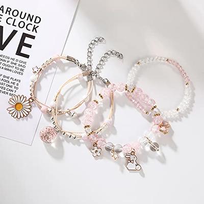 Kawaii Bracelet Cartoon Crystal Beads Bracelets Elastic Beaded Bracelets  for Girls Women Jewelry Charm Accessories 