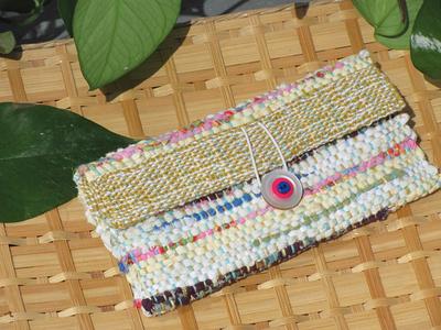 Boho Wallet Zippered, Cash Envelope Wallet, Handmade Storage Bag, Woven Fabric  Wallet, Compact Money Bag, Hippie Coin Pouch