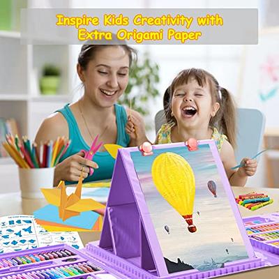 PRASNE 152 PCS Double Sided Trifold Easel Art Set, Portable