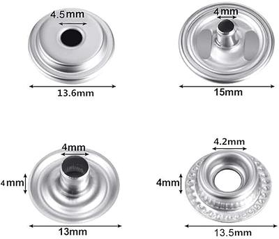 200Pieces (50Sets) 15MM Snap Fastener Kit Tool Snap Button kit Snaps for  Leather Snap Fasteners Kit for Leather Marine Grade Stainless Steel Snaps