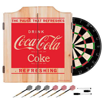 Coca Cola Dart Cabinet Set with Darts and Board, Refreshing