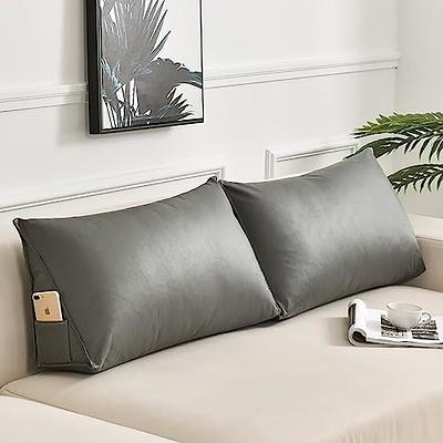 Leather Bed Headboard Pillow for Adult,Soft Reading Pillow Long Bed Rest  Cushion Large Backrest with Detachable Cover for Watching