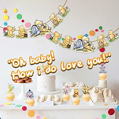 Vintage Winnie Centerpieces For Tables 16 Pcs Pooh Centerpieces On Sticks  Cute Pooh Toppers Cutouts For Baby Shower Decorations Winnie Party