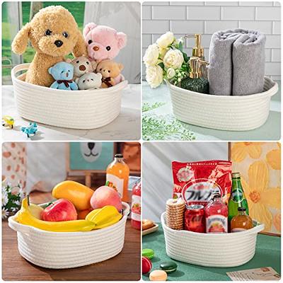 Small Woven Baskets, Empty Tiny Storage Baskets, Mini Cotton Rope Baskets,  Oval Decorative Hampers, Storage Bins for Toys, Empty Gift Basket for Baby