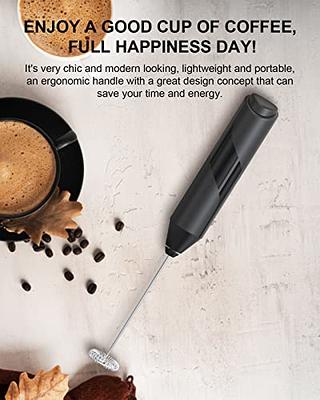 COKUNST Electric Milk Frother Handheld with Stainless Steel Stand Battery  Powered Foam Maker, Whisk Drink Mixer Mini Blender For Coffee, Frappe