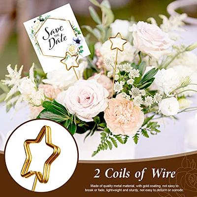 wexpw 50 Pieces Gold Floral Card Holder Clips Metal Wire Card Holder Floral  Card Holder Picks 12inch Metal Wire Floral Picks Metal Floral Place Card  Holder Photo Memo Holder Pick (Star) 