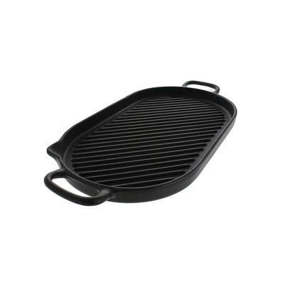 Chasseur 14 in. Caviar-Grey Rectangular French Enameled Cast Iron Griddle