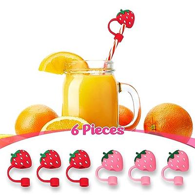 TENDYCOCO 2Pcs Cute Straw Cover Cap Silicone Reusable Straw Toppers Tips  Lids for Tumblers Straw Plug(Pink Strawberry)