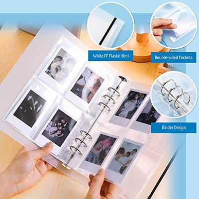 Photocard Binder Kpop Photocard Holder Book,200 Pockets Portable Photo  Album,Shiny Clear Binder Cover Refillable Notebook for Mini Instax,Business