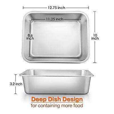 Baking Pan with Lid(12.4/10.4/9.4 inch), E-far Stainless Steel