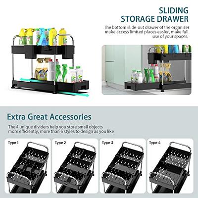 Luyata 2 Pack Under Sink Organizer, 2-Tier Pull Out Under Sink Cabinet  Organizer, Sliding Drawer Basket Storage Organizer Shelf for Kitchen  Bathroom, with Hooks, Hanging Cup, Dividers, Black - Yahoo Shopping