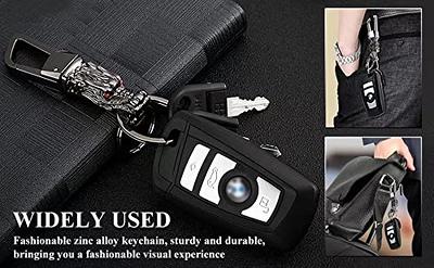  QBUC Genuine Leather Car Keychain,Universal Heavy Duty Metal Key  Chain Accessories,Car Fob Key Keychain Holder with 360 Degree Rotatable  Snap Swivel and Anti-Lost D-Ring for Men Women(White) : Automotive