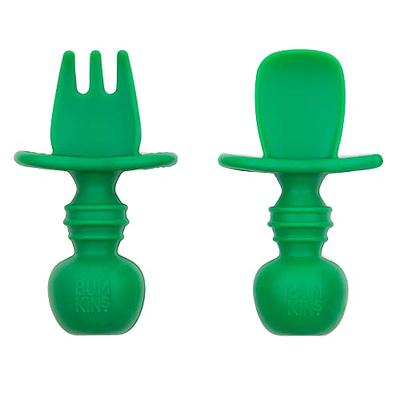 Bumkins Baby Utensils Set, Chewtensils Silicone Spoons for Dipping,  Self-Feeding, Baby Led Weaning, Trainer Learning, First Stage Eating, Soft  Practice Fork and Spoon, Babies 6 Months, Jade Green - Yahoo Shopping